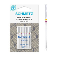 Голки Schmetz Stretch 130/705 H-S №75, 5 шт, для еластичних тканин, для побутових швейних машин, на картонній основі
