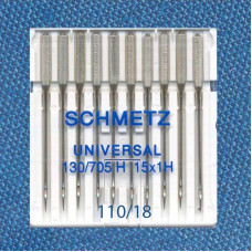 Голки Schmetz Universal 130/705 H №110, 10 шт, універсальні, для побутових швейних машин, без картонної основи