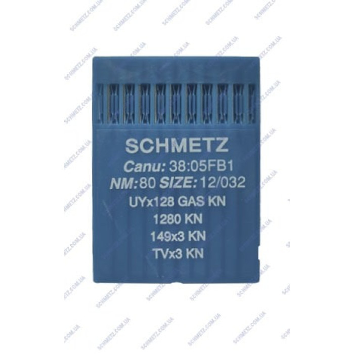 Голки Schmetz UYX128 GAS KN №80, 10 шт, для пласкошовних промислових швейних машин