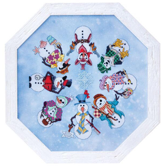 GP-197 Nora Corbett Схема для вишивки рахунковим хрестиком - Snowmen Ala Round, папір