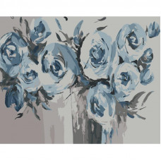 GS1043 Блакитні квіти, 40х50 см. Strateg. Картина за номерами (Стратег)