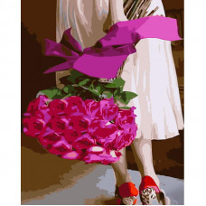 GS1060 Букет рожевих троянд, 40х50 см. Strateg. Картина за номерами (Стратег)