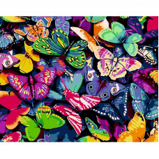 GS1123 Різнокольорові метелики, 40х50 см. Strateg. Картина за номерами (Стратег)