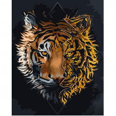 GS1436 Арт-тигр, з золотом, 40х50 см. Strateg. Картина за номерами (Стратег)