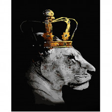 GS1442 Королева-левиця, з золотом, 40х50 см. Strateg. Картина за номерами (Стратег)
