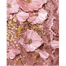 GS1450 Рожеві квіти, з золотом, 40х50 см. Strateg. Картина за номерами (Стратег)