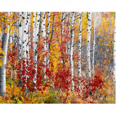 GS1523 Березовий ліс восени, 40x50 см. Strateg. Картина за номерами (Стратег)