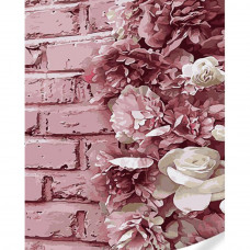 GS1626 Квіти на стіні, на кольоровому полотні 40х50 см. Strateg. Картина за номерами (Стратег)