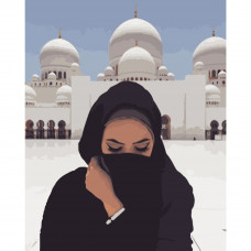 GS216 Дівчина біля Мечеті, 40х50 см. Strateg. Картина за номерами (Стратег)