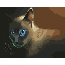 GS368 Блакитноокий кіт, 40х50 см. Strateg. Картина за номерами (Стратег)