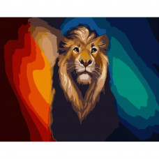 GS375 Різнобарвний лев, 40x50 см. Strateg. Картина за номерами (Стратег)