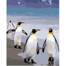 GS696 Пінгвіни, 40х50 см. Strateg. Картина за номерами (Стратег)