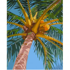 GS712 Кокоси на пальмі, 40x50 см. Strateg. Картина за номерами (Стратег)
