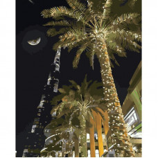 GS789 Місяць над Дубаї, 40х50 см. Strateg. Картина за номерами (Стратег)