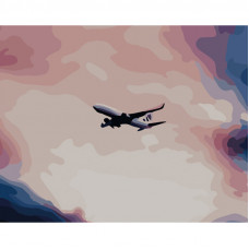 GS803 Літак у небі, 40х50 см. Strateg. Картина за номерами (Стратег)