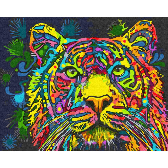 GX34578 Кольоровий тигр. Brushme. Картина за номерами