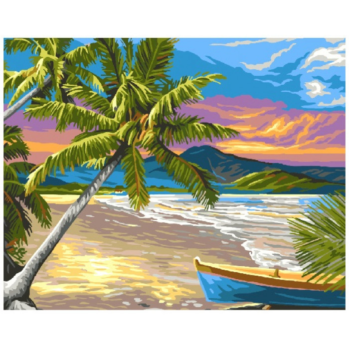GX6696 Тропічний пляж. Brushme. Картина за номерами