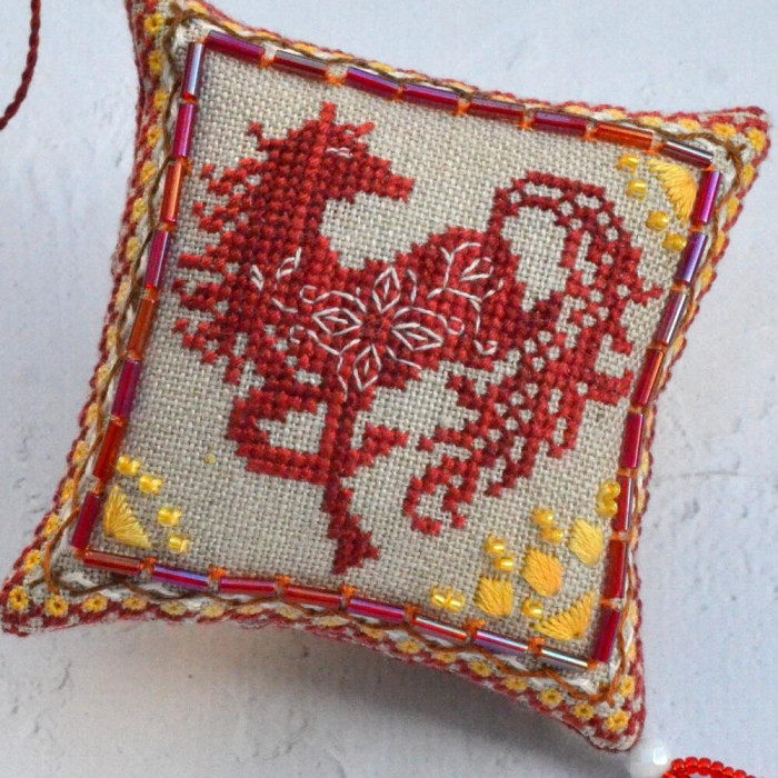 Х-409 Тела Артіс Набір для вишивки рахунковим хрестиком - Подушечка Вогняний кінь 8x8 см, Belfast 32 ct