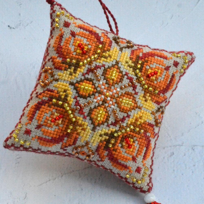 Х-409 Тела Артіс Набір для вишивки рахунковим хрестиком - Подушечка Вогняний кінь 8x8 см, Belfast 32 ct