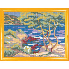 H01 Кам'янисте морське узбережжя. Чарівниця. Канва з нанесеним малюнком
