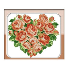 H014-1JS Троянди. Серце, 32x28 см. Joy Sunday. Набір для вишивки хрестиком на канві з нанесеним малюнком