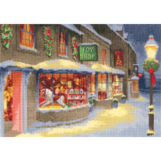 H1268 Heritage Crafts Набір для вишивки рахунковим хрестиком - Різдвяний магазин играшок 31x22 см, Linda 27 ct