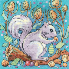 H1383 Heritage Crafts Набір для вишивки рахунковим хрестиком - Сіра білка 12,5x12,5 см, Linda 27 ct