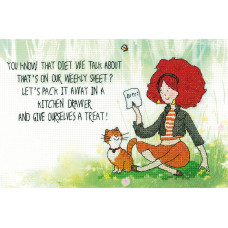 H1505 Heritage Crafts Набір для вишивки рахунковим хрестиком - Ця дієта 22,5x15 см, Linda 27 ct