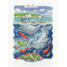 H1544 Heritage Crafts Набір для вишивки рахунковим хрестиком - Тюлені 14x20,5 см, Linda 27 ct