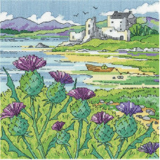 H1561 Heritage Crafts Набір для вишивки рахунковим хрестиком - Берег з будяками 20,5x20,5 см, Linda 27 ct