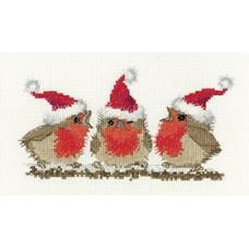 H1736 Heritage Crafts Набір для вишивки рахунковим хрестиком - Святкові робіни 18,5x10 см, Linda 27 ct H1736 Heritage Crafts Набір для вишивки рахунковим хрестиком - Святкові робіни 18,5x10 см, Linda 27 ct