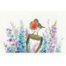 H1926 Heritage Crafts Набір для вишивки рахунковим хрестиком - Розі Rosie Robin 17,5x19 см, Linda 27 ct