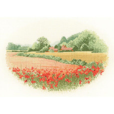 H254 Heritage Crafts Набір для вишивки рахунковим хрестиком - Ферма з маками Poppy Farm 25x16 см, Linda 27 ct