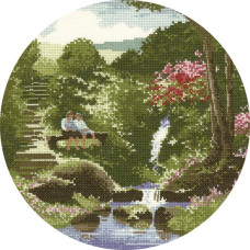 H312 Heritage Crafts Набір для вишивки рахунковим хрестиком - Компанія з двох 25,5x25,5 см, Linda 27 ct