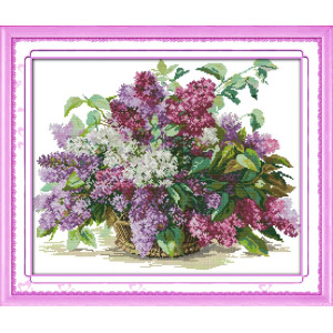 H318JS Бузок, 48х41 см. Joy Sunday. Набір для вишивання хрестиком на канві з нанесеним малюнком