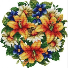 H419JS Хай цвітуть Лілії, 30х31 см. Joy Sunday. Набір для вишивки хрестиком на канві з нанесеним малюнком