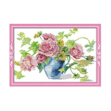 H470JS Дика троянда, 46x32 см. Joy Sunday. Набір для вишивки хрестиком на канві з нанесеним малюнком