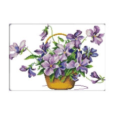 H503JS Фіолетова квітка, 42x31 см. Joy Sunday. Набір для вишивки хрестиком на канві з нанесеним малюнком