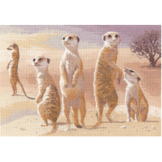 H639 Heritage Crafts Набір для вишивки рахунковим хрестиком - Сурикати 32x22 см, Linda 27 ct