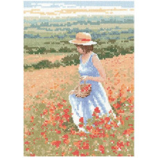 H649 Heritage Crafts Набір для вишивки рахунковим хрестиком - Поле маків 13,5x19 см, Linda 27 ct