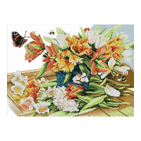 H782JS Метелик і квітка, 44x33 см. Joy Sunday. Набір для вишивки хрестиком на канві з нанесеним малюнком