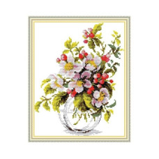 H855JS Яблуневий цвіт, 23х30 см. Joy Sunday. Набір для вишивки хрестиком на канві з нанесеним малюнком