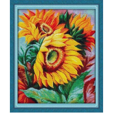 H895JS Joy Sunday Набір для вишивки друкованим хрестиком - Соняшник 37х47 см, Aida 14 ct (схема на канві)