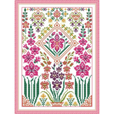 HA104JS Joy Sunday Набір для вишивки друкованим хрестиком - Вишиті квіти 27х35 см, Aida 14 ct (схема на канві)