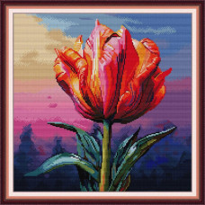 HA119JS Joy Sunday Набір для вишивки друкованим хрестиком - Тюльпан 40x40 см, Aida 14 ct (схема на канві)