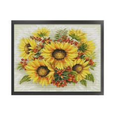 HA189JS Joy Sunday Набір для вишивки друкованим хрестиком - Букет соняхів 47x47 см, Aida 14 (схема на канві)