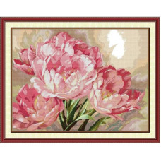 HA209JS Joy Sunday Набір для вишивки друкованим хрестиком - Рожеві тюльпани 49x38 см, Aida 14 (схема на канві)