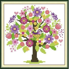 HA275JS Joy Sunday Набір для вишивки друкованим хрестиком - Дерево чотирьох пір року весна 18x18 см, Aida 14 ct (схема на канві) HA275JS Joy Sunday Набір для вишивки друкованим хрестиком - Дерево чотирьох пір року весна 18x18 см, Aida 14 ct (схема на канві)