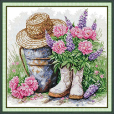 HA288JS Joy Sunday Набір для вишивки друкованим хрестиком - Садовий декор 41x41 см, Aida 14 ct (схема на канві)