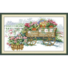 HA304JS Joy Sunday Набір для вишивки друкованим хрестиком - Квітковий візок 41x26 см, Aida 14